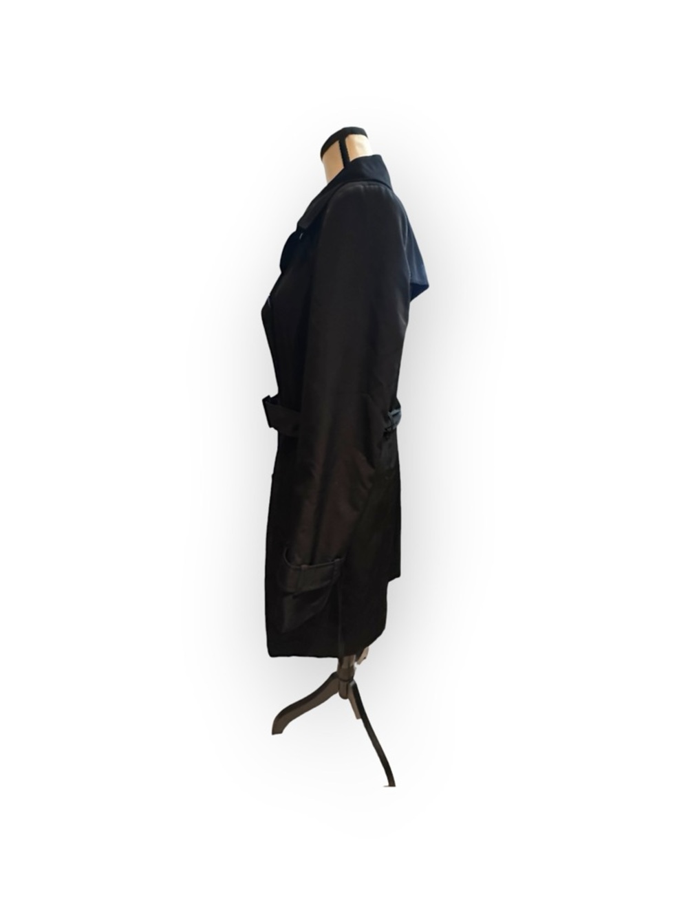 Women’s M Calvin Klein Black Trench Coat - Double Breasted Belted - Picture 11 of 14